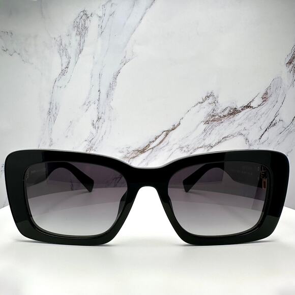 New MIU MIU Sunglasses Black Square Acetate Gold Metal Logo Italy Authentic main image 8